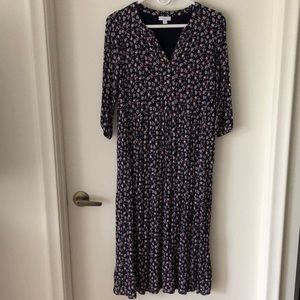 J.Jill blue floral maxi dress with lining.